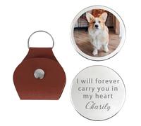 BFHEFGSUU Custom Pocket Memorial Coin With Leather Keychain Custom Photo I Will Forever Carry Youin My Heart Memorial Gift For Loss Of Pet Sympathy Gift For Loss Of Loved One (style 14)