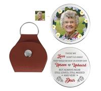 BFHEFGSUU Custom Pocket Memorial Coin With Leather Keychain Custom Photo Those We Love Don't Go Away Keychain Memorial Gift For Loss Of Family Sympathy Gift For Loss Of Loved One (style 1)