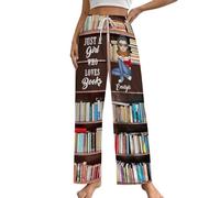 BFHEFGSUU Just A Girl Who Loves Books Personalised Reader Pajama Pants Custom Name Book Lovers Gifts For Reading Lover Bookish Bookworm Gifts Book Sweatpants For Women Xmas Birthday (style 19)