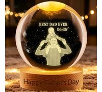 BFHEFGSUU Personalised Best Dad Ever Crystal Ball Light Custom Photo Funny Crystal Night Light Sign Home Bedroom Decor Gifts Dad Grandpa Father's Day Birthday Xmas (S 03)
