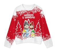BFHEFGSUU Personalised Christmas Snowman Grandpa Grandma Sweater Custom Name Soft Casual Xmas Sweatshirt Gifts for Grandparent Snowmen Lover Ugly Snowmen Sweater Birthday Holiday (style 21)
