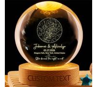 BFHEFGSUU Personalised Couple The Night We Met Star Map Crystal Ball Night Light Custom Name Funny Led Light Sign For Home Bedroom Decor Gifts For Wife Husband Valentine Wedding Anniversary (S 15)