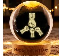 BFHEFGSUU Personalised Fist Bump Crystal Ball Light Custom 1-6 Names Funny Crystal Night Light Sign Home Bedroom Decor Gifts Dad Grandpa Father's Day Birthday Xmas (S 08)