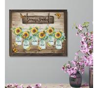 BFHEFGSUU Personalised Grandmas Garden Canvas Prints Sign Custom 1-10 Name Canvas Poster Frame Wall Art Decor Family Gifts For Mom Grandma Birthday (style 2)