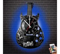 BFHEFGSUU Personalised Guitar Metal Wall Clock With Led Light Custom Name Music Theme Wall Musical Clock Neon Sign Music Room Gifts For Family Friend Guitar Lover Christmas Birthday (style 1)