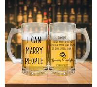 BFHEFGSUU Personalised I Can Marry People Beer Glass Custom Name Funny Officiant Beer Mugs Drinking Glass Wedding Officiant Gift for Him Her Wedding Party Xmas (Style 10)