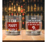 BFHEFGSUU Personalised I Can Marry People Glass Custom Name Funny Officiant Whiskey Mugs Drinking Glass Wedding Officiant Gift for Him Her Wedding Party Xmas (Style 2)