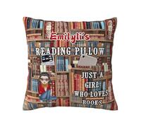 BFHEFGSUU Personalised Just A Girl Who Loves Books Pillow Covers Custom Name Portrait Reading Themed Pillowcase For Sofa Bed Office Gifts For Women Book Lovers Reader Bookish Xmas Birthday (style 20)