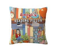 BFHEFGSUU Personalised Just A Girl Who Loves Books Pillow Covers Custom Name Portrait Reading Themed Pillowcase For Sofa Bed Office Gifts For Women Book Lovers Reader Bookish Xmas Birthday (style 21)