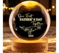 BFHEFGSUU Personalised Our First Father's Day Together Crystal Ball Light Custom Name Funny Crystal Night Light Sign Home Bedroom Decor Gifts Dad Grandpa Father's Day Birthday Xmas (S 06)