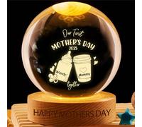 BFHEFGSUU Personalised Our First Mother's Day Crystal Ball Light Custom Name Funny Led Light Sign Home Bedroom Decor Gifts for Mom Grandma Mother's Day Birthday (S 16)