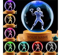 BFHEFGSUU Personalised Rugby Player Crystal Ball Night Light Custom Name Number Funny Sport Themed Neon Led Sign for Home Bedroom Decor Gifts for Family Football Lover Birthday Xmas (Style 5)