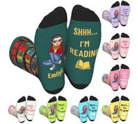 BFHEFGSUU Personalised Shhh I'M Reading Socks Custom Name Portrait Readings Girl Sock Funny Sock For Book Lovers Bookish Bookworm Reading Socks Gift For Women Reader Librarian Xmas Birthday (style 1)