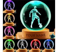BFHEFGSUU Personalised Soccer Player Crystal Ball Night Light Custom Name Number Funny Sport Themed Neon Led Sign for Home Bedroom Decor Gifts for Family Football Lover Birthday Xmas (Style 10)