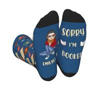 BFHEFGSUU Personalised Sorry I'M Booked Socks Custom Name Portrait Readings Girl Sock Funny Sock For Book Lovers Bookish Bookworm Reading Socks Gift For Women Reader Librarian Birthday Xmas (style 2)