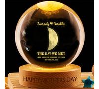 BFHEFGSUU Personalised The Day We Met Couple Moon Phase Crystal Ball Light Custom Name Date Funny Moon Phase Led Light Sign Bedroom Decor Gifts for Wife Husband Valentine Birthday Xmas (S 32)