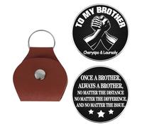 BFHEFGSUU Personalised To My Brother Pocket Coin Keychain Custom Name Pocket Hug Token Leather Key Chain Brother Keepsake Gifts Birthday Xmas Father's Day Brothers Appreciation Gift (S 26)