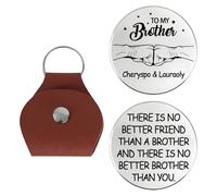 BFHEFGSUU Personalised To My Brother Pocket Coin Keychain Custom Name Pocket Hug Token Leather Key Chain Brother Keepsake Gifts Birthday Xmas Father's Day Brothers Appreciation Gift (S 20)