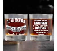 BFHEFGSUU Personalised to My Brother Whiskey Cup Custom Name Funny Whiskey Glass Brother Keepsake Gifts Birthday Xmas Father's Day Brothers Friendship Gift (S 17)