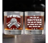 BFHEFGSUU Personalised to My Brother Whiskey Cup Custom Name Funny Whiskey Glass Brother Keepsake Gifts Birthday Xmas Father's Day Brothers Friendship Gift (S 06)