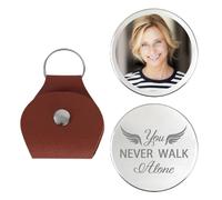 BFHEFGSUU Personalised You Never Walk Alone Memorial Pocket Coin With Leather Keychain Custom Name Photo Memorial Pocket Coins Sympathy Gifts For Family Loss Of Loved Xmas (style 5)