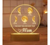 BFHEFGSUU Personalized Mom Moon Phase Picture Frame Lamp Custom Name Date The Day You Became Our Mum Acrylic Lunar Print Art Frame Gifts For Mom (style 19)