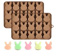 BFJ Easter Bunny Moulds 2pcs Silicone Chocolate Mould Rabbit Shape Easter Candy Mold 15 Cavity for Resin Soap Ice Cube Gummy Cupcake Decoration