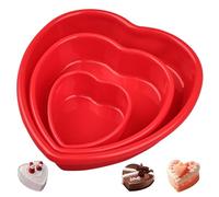 BFJ Heart Cake Tins Nonstick Silicone Cake Moulds 9 inch 7 inch 4 inch Heart Shape Baking Mould Set of 3 for Birthday Wedding Valentine Day