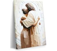 BFKDKG Jesus Embracing Woman Canvas Wall Art, Safe in His Arms Pictures Canvas Print Posters Wall Decor, Christian Wall Art Home Decor for Living & Prayer Room (16 * 24)