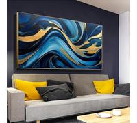 BFKJDS Abstract Wall Art for Living Room Large Size Modern Paintings Prints Artwork Decorations Canvas Pictures Office Home Decor 75x150cm/30x59inch With Gold Frame Ready to Hang
