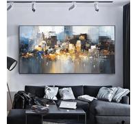 BFKJDS Framed Canvas Prints Wall Art Modern Minimalist Abstract Landscape Architecture Villa Entrance Living Room Decor 34x69 Inch with Black Frame