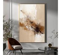 BFKJDS Framed Canvas Wall Art Beige Brown Abstract Wall Painting Neutral Painting on Canvas Wall Art Poster 100x175cm Gold Frame