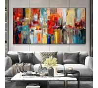 BFKJDS Modern Colorful Pictures Abstract Painting Printed on Canvas Large Wall Art Red Blue Posters and Prints for Living Room 100x200cm/39x79inch With Black Framed Ready to Hang