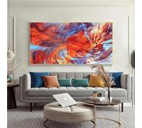 BFKJDS Modern Wall Art Red Blue Colorful Abstract Cloud Wall Picture Canvas Print Painting for Living Room Bedroom Poster Decor 100x200cm/39x79inch With Gold Framed Ready to Hang
