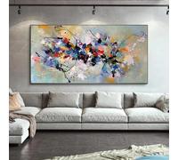 BFKJDS Oversized Artwork Abstract Colorful Painting on Canvas Prints Wall Decor Art Pictures for Living Room Modern Home Decoration 95x190cm/37x75inch With Black Framed Ready to Hang