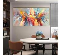 BFKJDS Oversized Colorful Abstract Wall Art Canvas Painting Bloom Flower Posters and Prints Wall Pictures for Living Room Decor 80x150cm/32x59inch With Gold Framed Ready to Hang