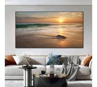 BFKJDS Oversized Natural Landscape Canvas Painting Mountain Lake Sunset Wall Art Poster Print Nordic Picture Modern Home Decor 70x125cm with Black Frame