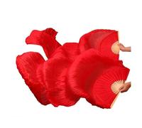 BFLCWSTD Silk Fans Real Silk/Imitation Dance Long Fans 1 Pair Handmade Dyed Belly Props 180x90cm(Color5,150x90cm Real Silk)