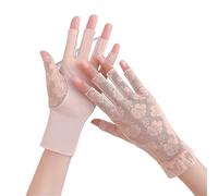 BFLCWSTD Uv Protection Gloves Women's Gloves Half finger Thin Stretch Lace Sun Protection Anti Breathable Nail Art Exposed Finger Ice Silk(F)