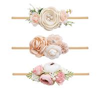 BFNAAgirl Baby Girl Headbands Nylon Flower Elastic Hair Bands Pack of 3 Hair Accessories Gift for Newborn Toddlers