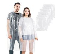 BFONS 6 Pcs Rain Poncho Adult Waterproof, Disposable Coats for Women Men, Outdoors Waterproof with Hoods, Clear Plastic Ponchos Festival Raincoat Camping Hiking Travelling Sporting, white