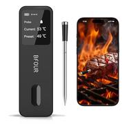 BFOUR BF-30 PRO Wireless Meat Thermometer, LCD Display, Bluetooth Grill Thermometer, Range App Connection, 100% Waterproof, Indoor and Outdoor Use, for Grill, Oven, Smoking, Roasting, Air Roasting