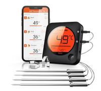 BFOUR Wireless Meat Thermometer,Bluetooth Meat Thermometer with 4 Stainless Steel Probes Smart APP Alarm Monitor,for Grilling Smoker Oven