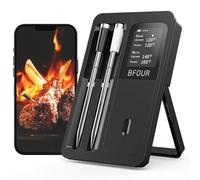 BFOUR Wireless Meat Thermometer Digital with 2 Upgraded Waterproof Probes, Bluetooth BBQ Thermometer Wireless with LCD Display, Bluetooth Meat Thermometer for Grill Oven Smoker BBQ Thermometer