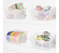 BFPeaky 4-PC Slatwall Bins, Slatwall Accessory, Slatwall Shelves, Hanging Slatwall Basket, Size 5.7'' x 3.4'' x 4.4'', Hold Small Items (PPE Recyclable Material)