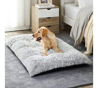 BFPETHOME Dog Beds for Large Dogs, Plush Dog Crate Bed Fluffy Cozy Kennel Pad for Sleeping &Ease Anxiety, Washable Dog Mats with Anti-Slip Bottom for Large Medium Dogs (36(35 x 23 inch), Grey)