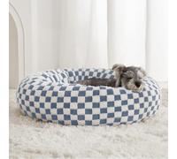 BFPETHOME Donut Dog Beds for Small Dogs, Cute Small Dog Bed for Puppy and Kitten, Round Calming Pet Bed with Non-Slip Bottom, Machine Washable,24inch, Blue