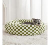 BFPETHOME Donut Dog Beds for Small Dogs, Cute Small Dog Bed for Puppy and Kitten, Round Calming Pet Bed with Non-Slip Bottom, Machine Washable,24inch, Green