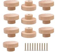 BFQTSNWNS Wooden Drawer Knob, Door Handle, Cabinet Knobs Handles Unfinished Wood with Screws Pack of 8-30 pcs(S,24pcs)