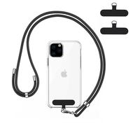 BFQZ 3 Pcs Mobile Phone Lanyard, Crossbody Phone Lanyard Strap, Cell PhoneLanyard, Adjustable Nylon Neck Strap NecklacePhone Compatible with Most Smartphones (2 Patches+1 Long Rope, Black)